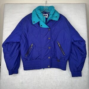 Vintage 90s FERA Skiwear Jacket Women's 12 Blue Teal Snow Ski Coat Retro